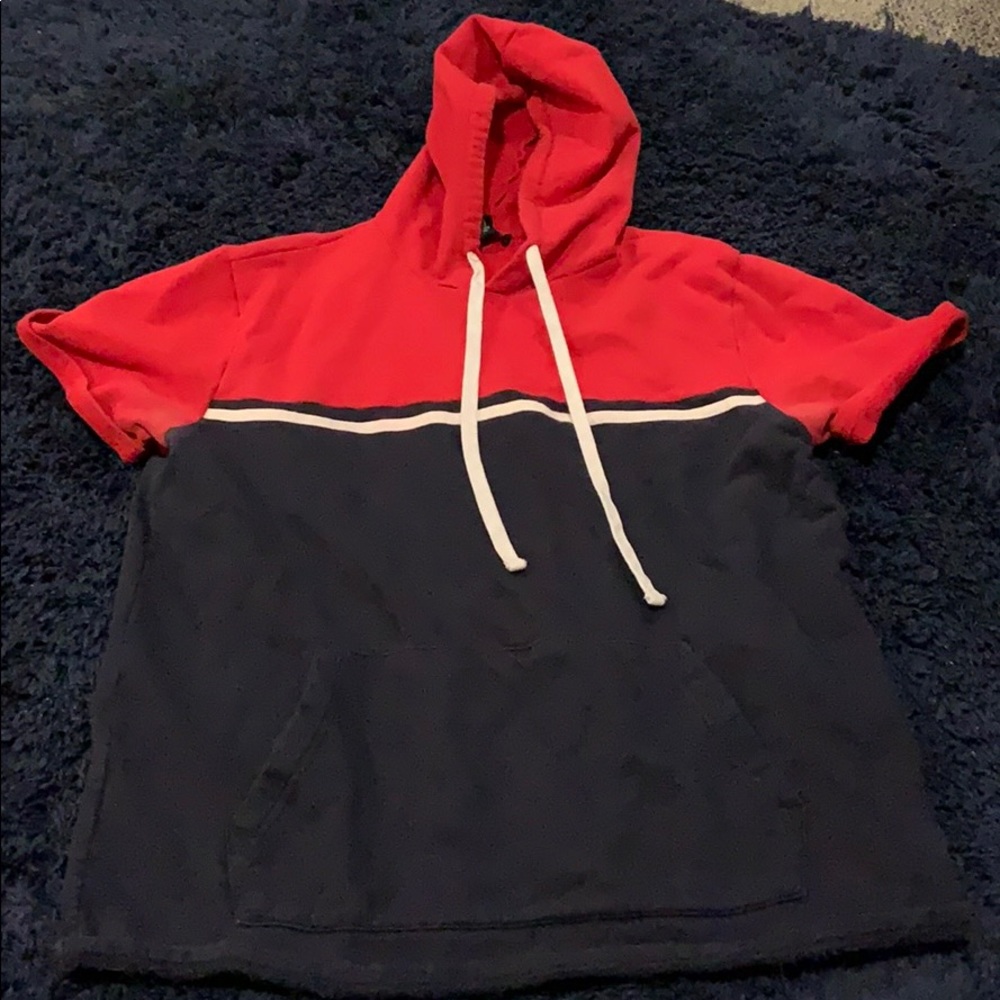 Navy and Red hoodie style Tshirt